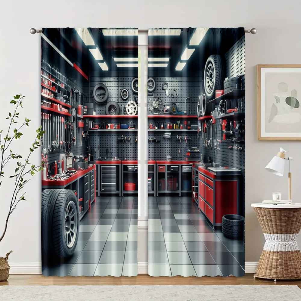 2pcs, Curtains Digital Printed - Workshop Tools Youtube 评论和价格