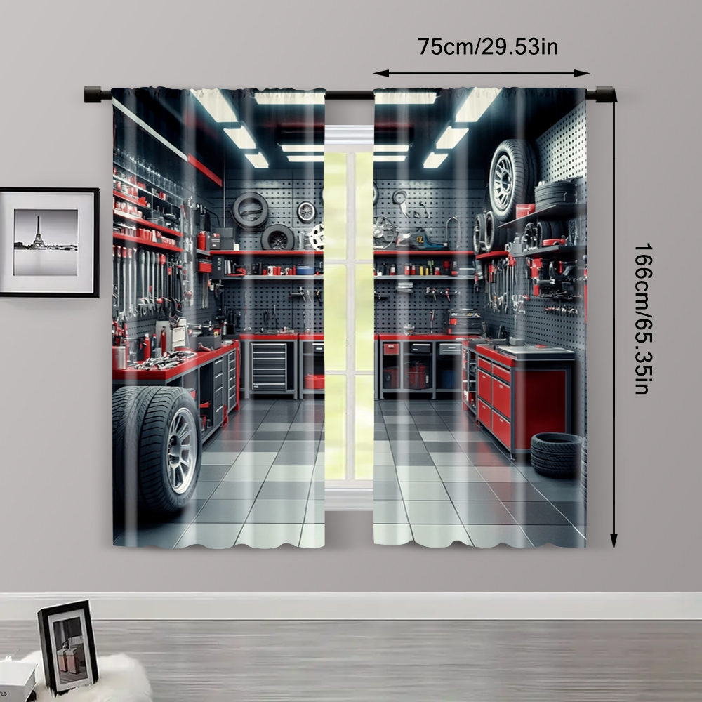 2pcs, Curtains Digital Printed - Workshop Tools Youtube 评论和价格