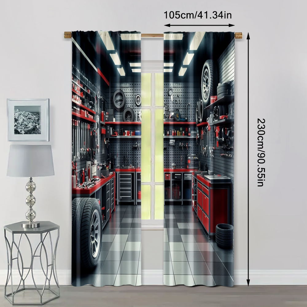 2pcs, Curtains Digital Printed - Workshop Tools Youtube 评论和价格