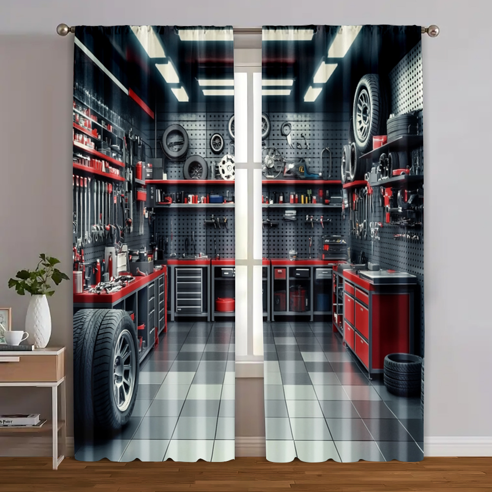 2pcs, Curtains Digital Printed - Workshop Tools Youtube 评论和价格