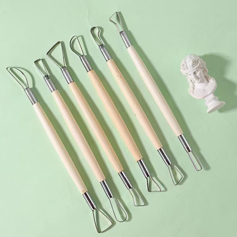 6PCS wooden handle wax pottery - Workshop Tools For Carpentry 评论和价格